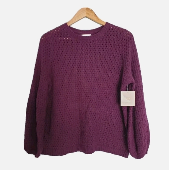 14th & Union Sweaters - NEW 14th & Union Purple Sweater Eyelet Knit
